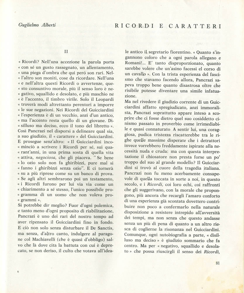 Letteratura, N 62-63 marzo-giugno 1963, Ricordi e Caratteri